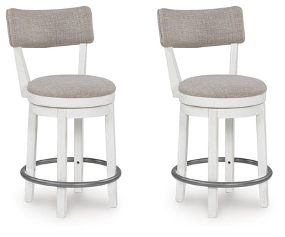 Robbinsdale - Upholstered Swivel Barstool (Set of 2) - Antique White by Ashley – Stool Sets