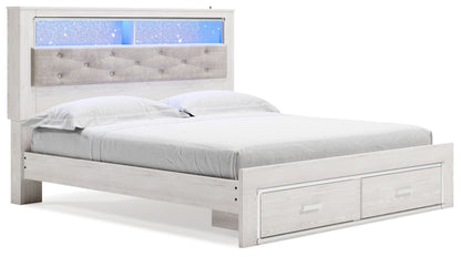 Altyra - King Upholstered Bookcase Bed With Storage - White by Ashley – Storage Beds