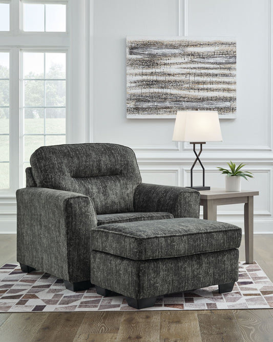 Lonoke - 2 Pc. - Chair And A Half, Ottoman - Gunmetal by Ashley – Stationary Chair & Ottoman