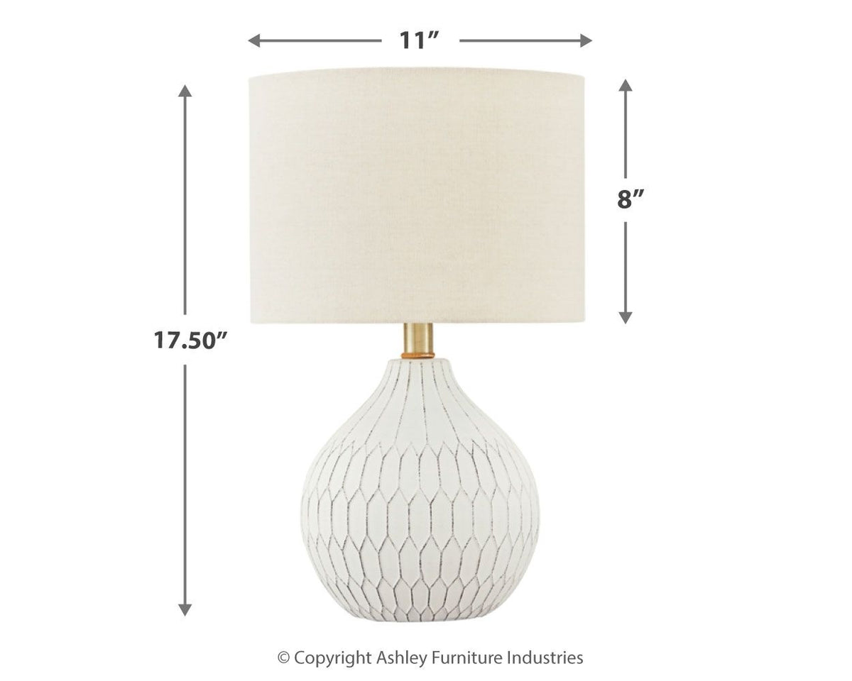 Wardmont - Ceramic Table Lamp  - White by Ashley – view 3