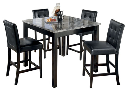 Maysville - Square Counter TBL Set (Set of 5) - Black by Ashley – 5 Piece Dining Room Sets
