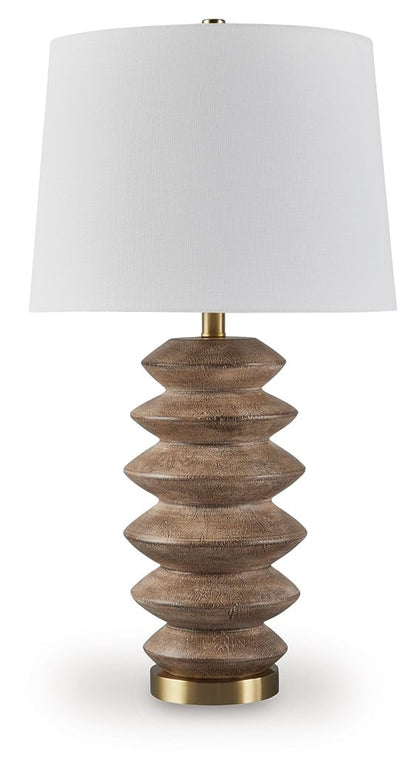 Jyllyard - Poly Table Lamp - Brown / Gold Finish by Ashley – Table Lamps