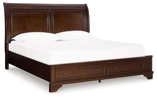 Trellington - King Sleigh Storage Bed - Brown by Ashley – Storage Beds