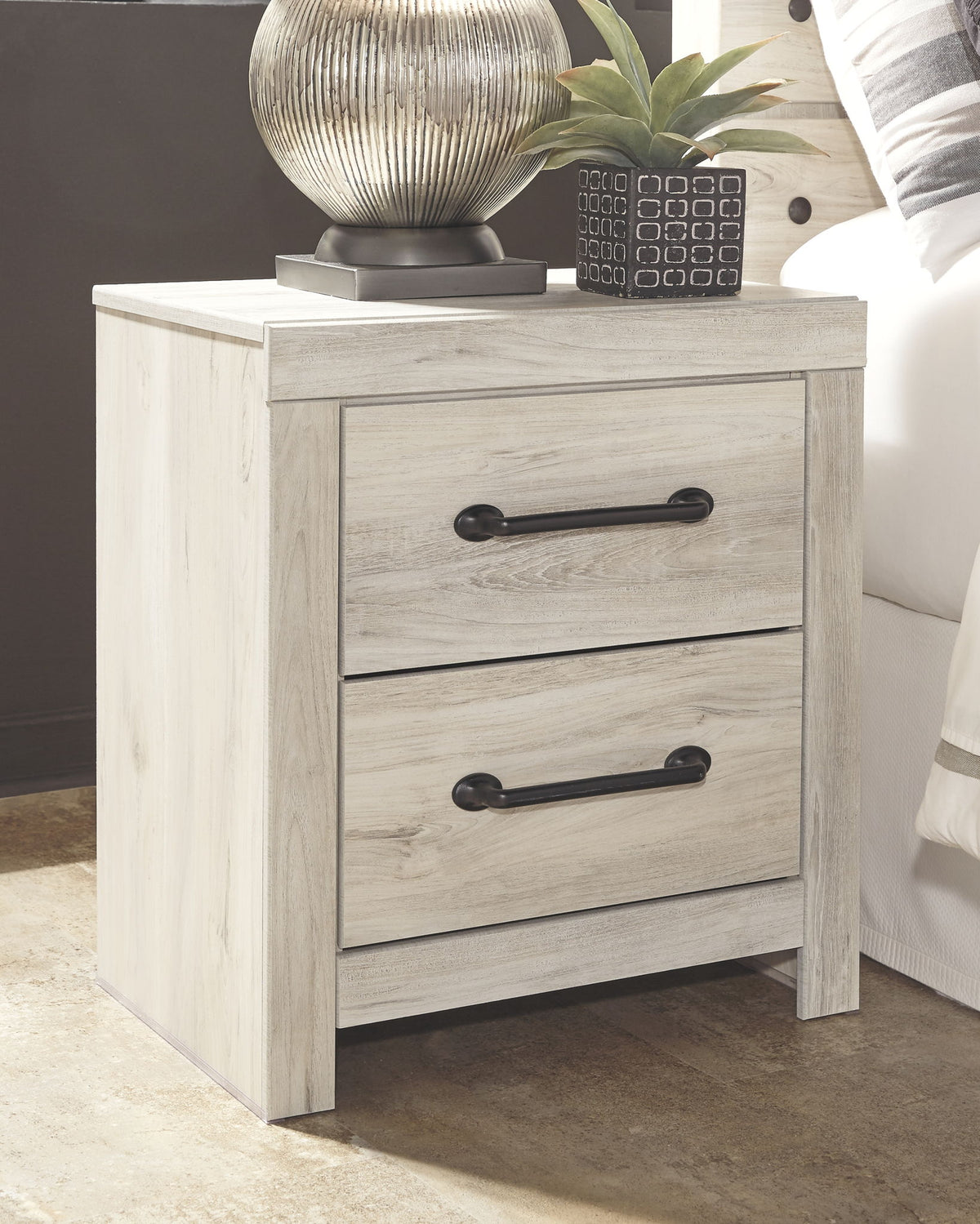 Cambeck - Two Drawer Night Stand - Whitewash by Ashley – view 3