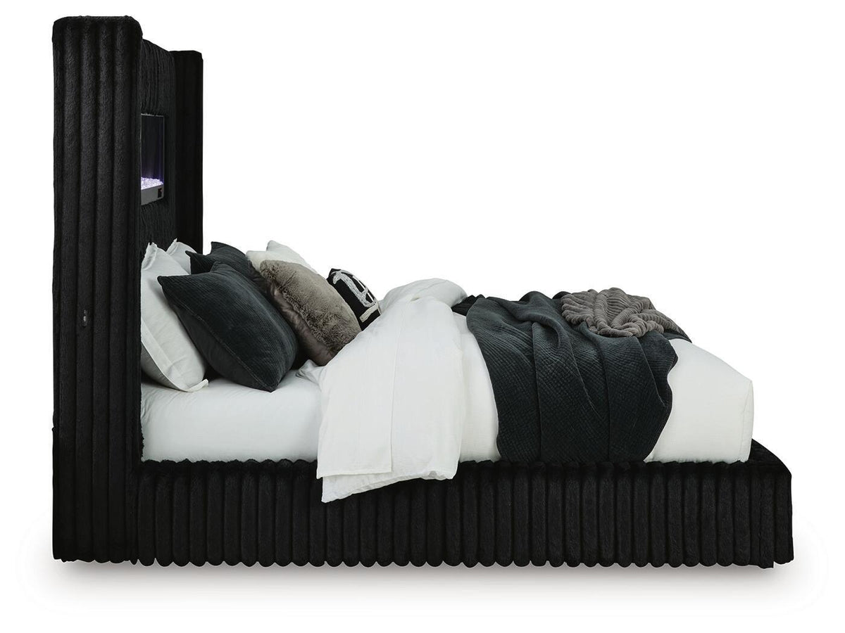 Tayleena - Upholstered Bed With Fireplace And Wireless Audio by Ashley – view 4
