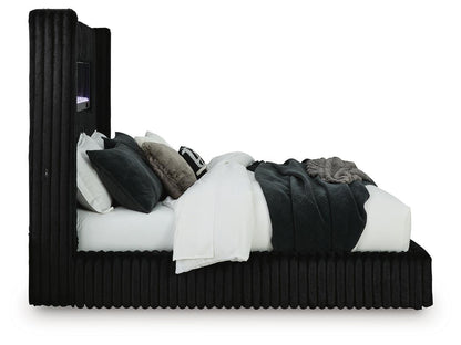 Tayleena - Upholstered Bed With Fireplace And Wireless Audio by Ashley – view 4