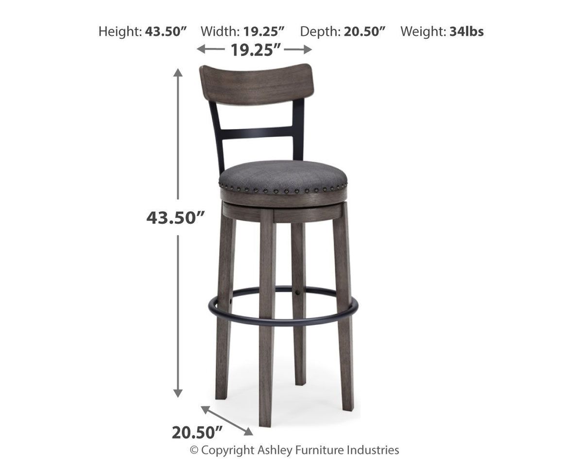 Caitbrook - Tall UPH Swivel Barstool - Gray by Ashley – view 3