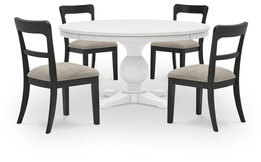 Greddinton - Round Dining Table Set - Black Chairs – 5 Piece Dining Room Sets