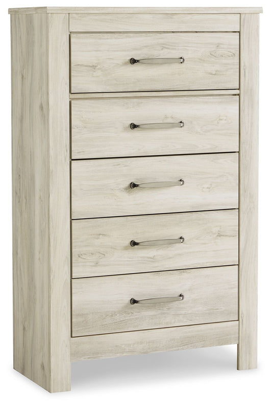 Bellaby - Five Drawer Chest - Whitewash by Ashley – Accent Chests