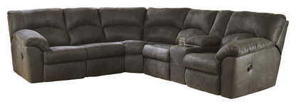 Tambo - Right Arm Facing Loveseat With Console 2 Pc Sectional - Pewter by Ashley – Reclining Sectionals