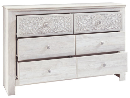 Paxberry - Six Drawer Dresser - Medallion Drawer Pulls - Whitewash by Ashley – view 2