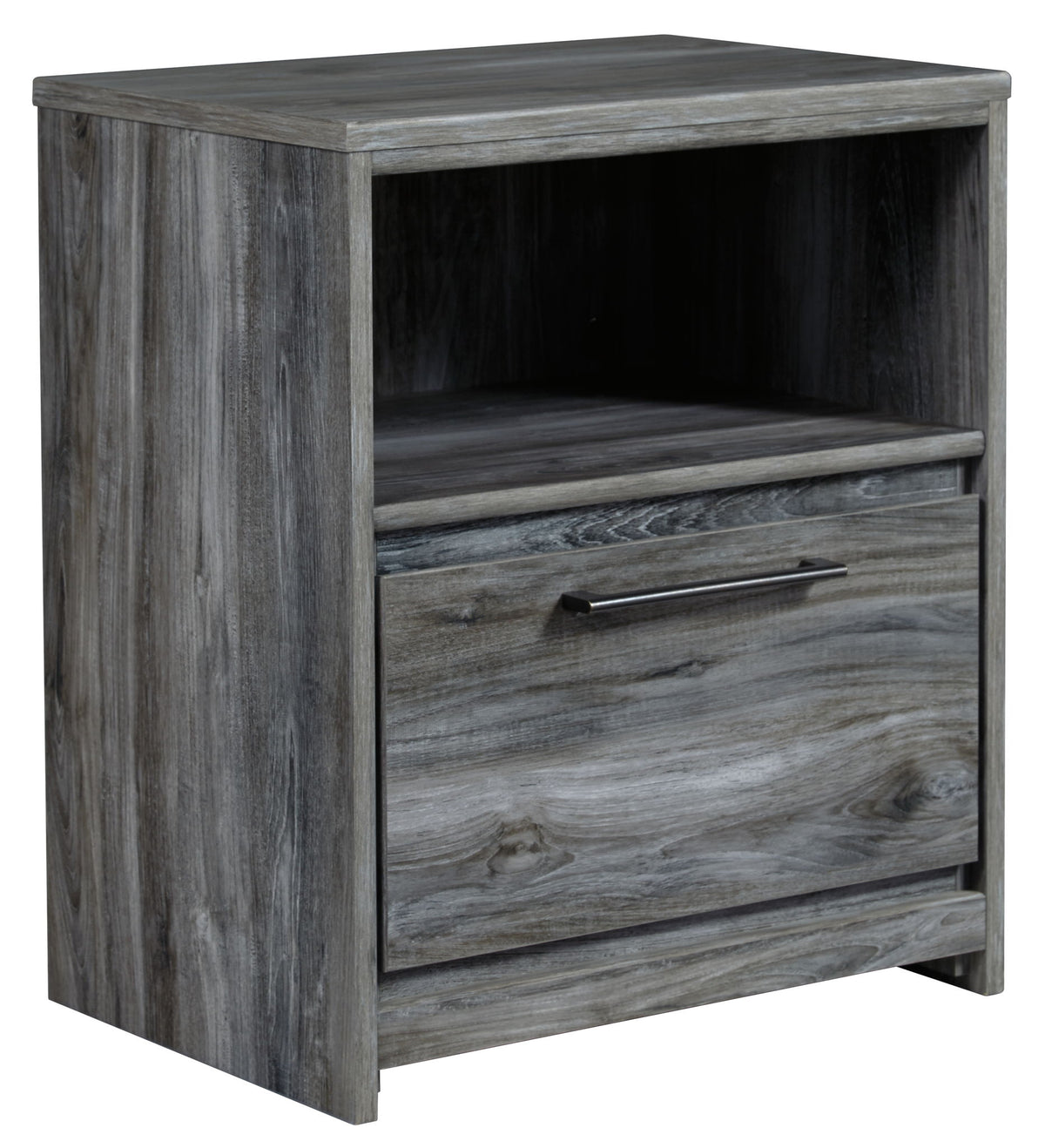 Baystorm - One Drawer Night Stand - Gray by Ashley – Nightstands w/ Charging Stations