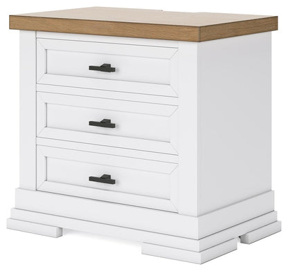 Ashbryn - Three Drawer Night Stand - White / Natural – view 4
