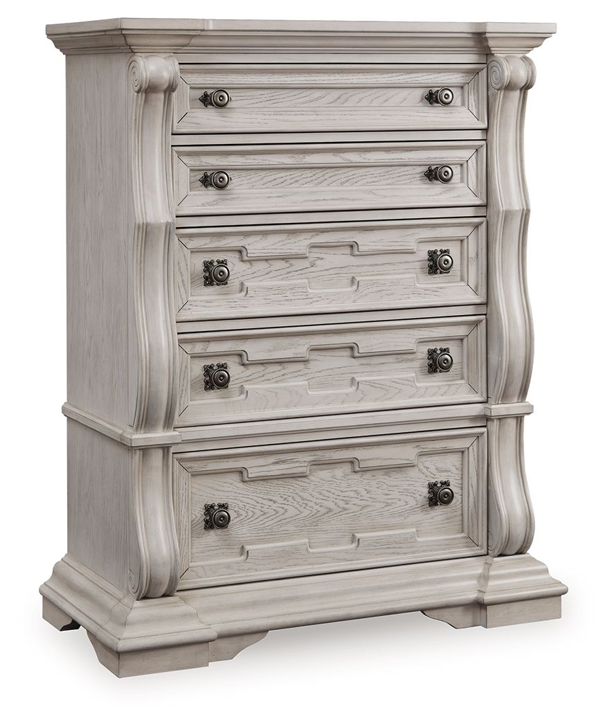 Bruchandi - Five Drawer Chest - Antique White by Ashley – Accent Chests