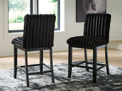 Mervannie - Upholstered Barstool (Set of 2) - Black by Ashley – view 3