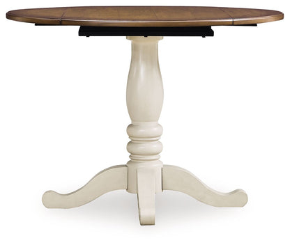 Wirloni - Round Dining Room Drop Leaf Table - Antique White / Brown by Ashley – view 3