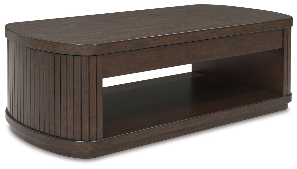 Korestone - Lift Top Cocktail Table - Dark Brown by Ashley – Cocktail Tables