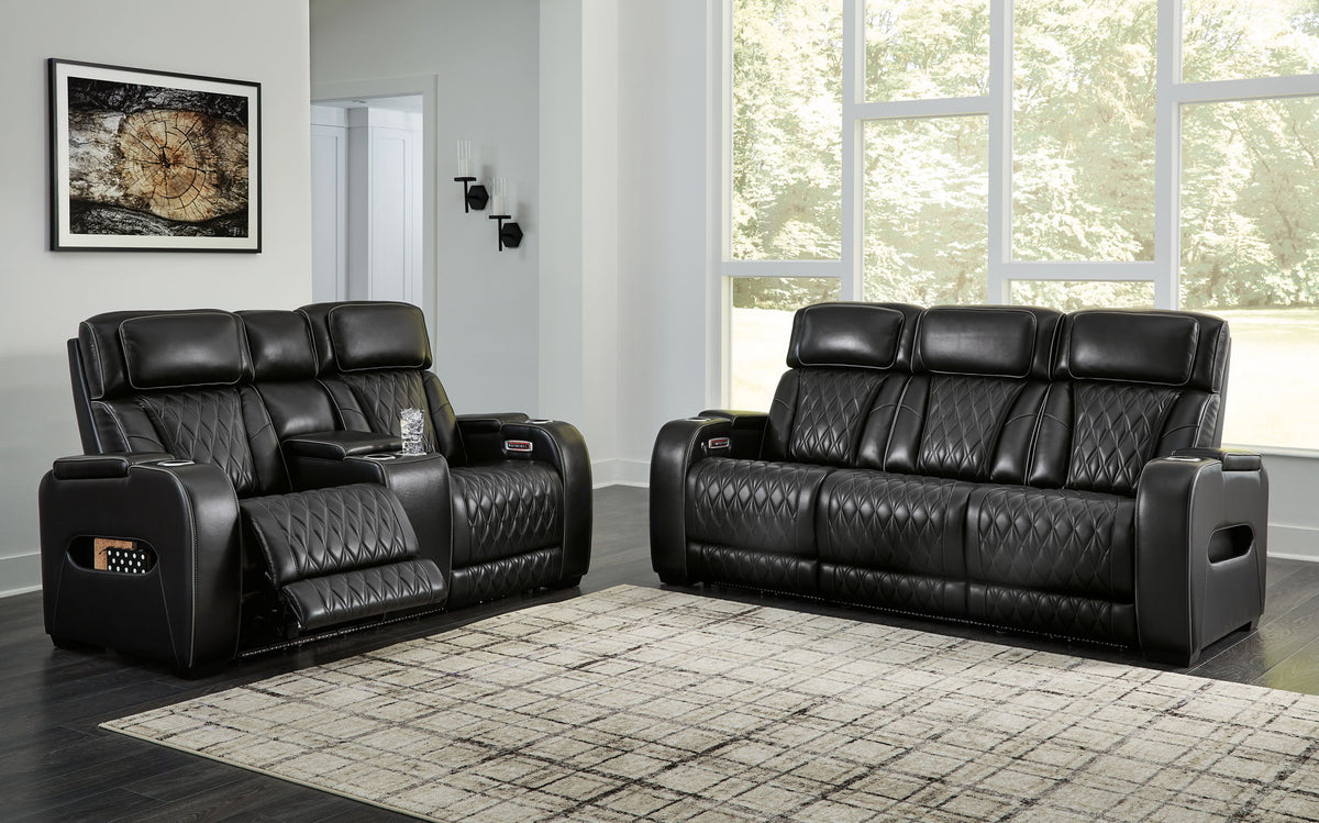 Boyington - 2 Pc. - Power Reclining Sofa And Loveseat - Black by Ashley – Reclining Sofas & Loveseats