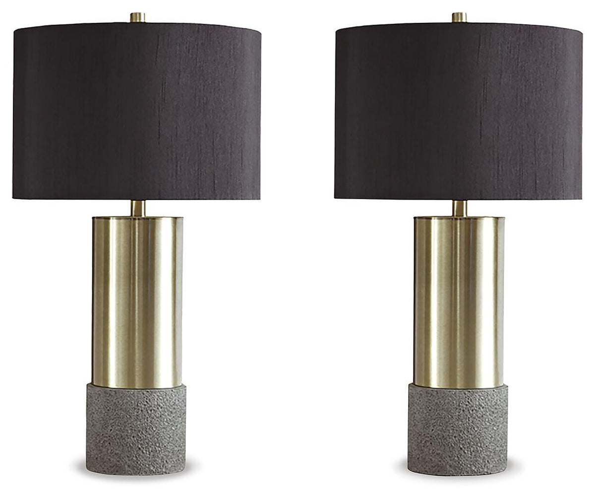 Jacek - Metal Table Lamp (Set of 2) - Gray / Brass Finish by Ashley – Table Lamps