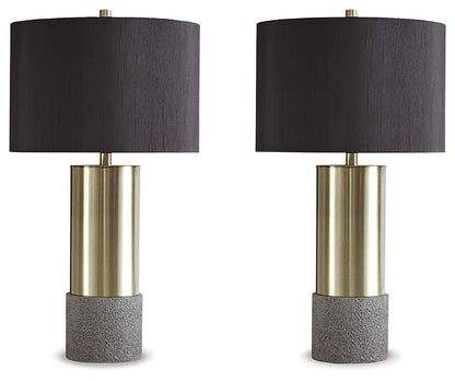 Jacek - Metal Table Lamp (Set of 2) - Gray / Brass Finish by Ashley – Table Lamps