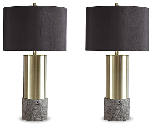 Jacek - Metal Table Lamp (Set of 2) - Gray / Brass Finish by Ashley – Table Lamps