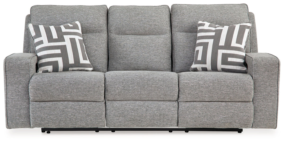 Biscoe - Power Reclining Sofa With Adj Headrest - Pewter by Ashley – Reclining Sofas