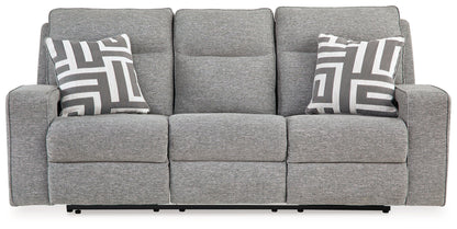 Biscoe - Power Reclining Sofa With Adj Headrest - Pewter by Ashley – Reclining Sofas