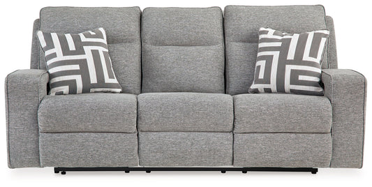 Biscoe - Power Reclining Sofa With Adj Headrest - Pewter by Ashley – Reclining Sofas
