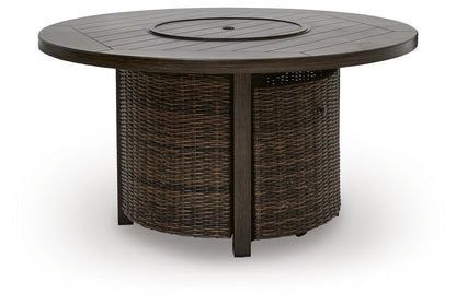 Monterey Point - Round Fire Pit Table - Dark Brown by Ashley – Fire Pits