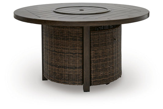 Monterey Point - Round Fire Pit Table - Dark Brown by Ashley – Fire Pits