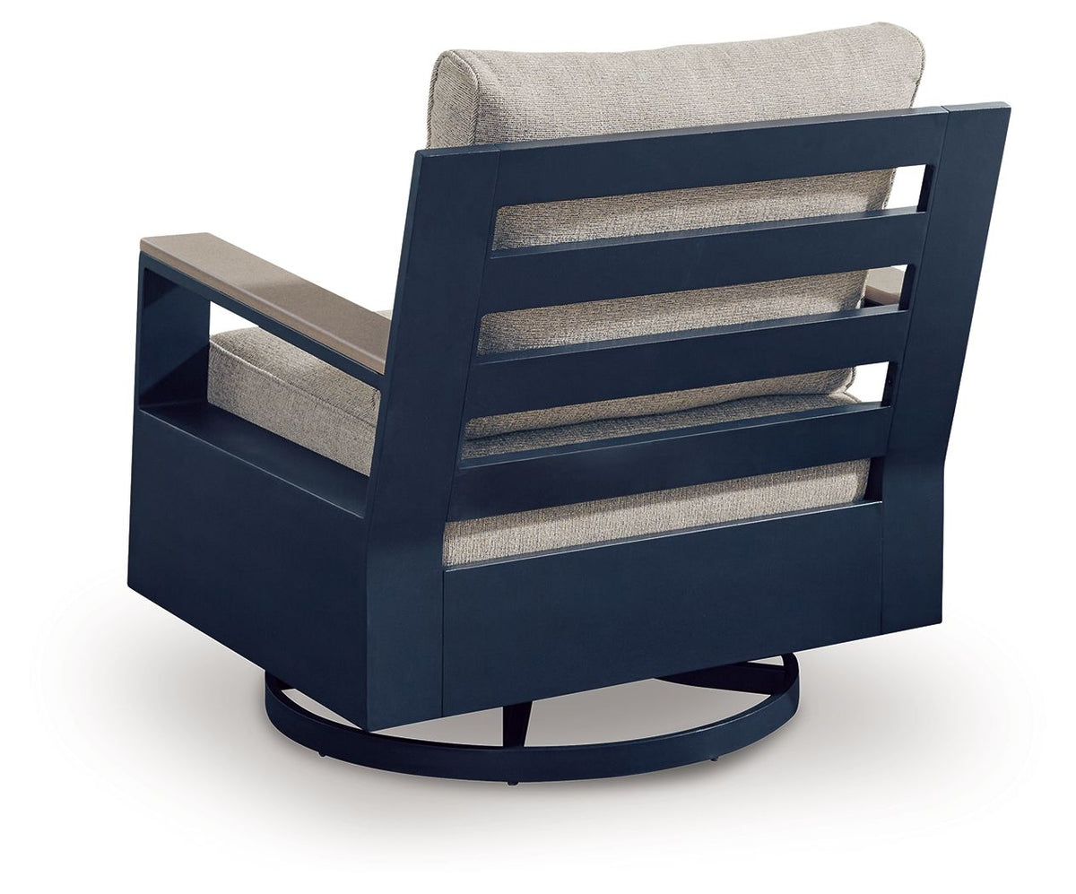 East Beach - Swivel Glider Chair With Cushion - Blue by Ashley – view 2