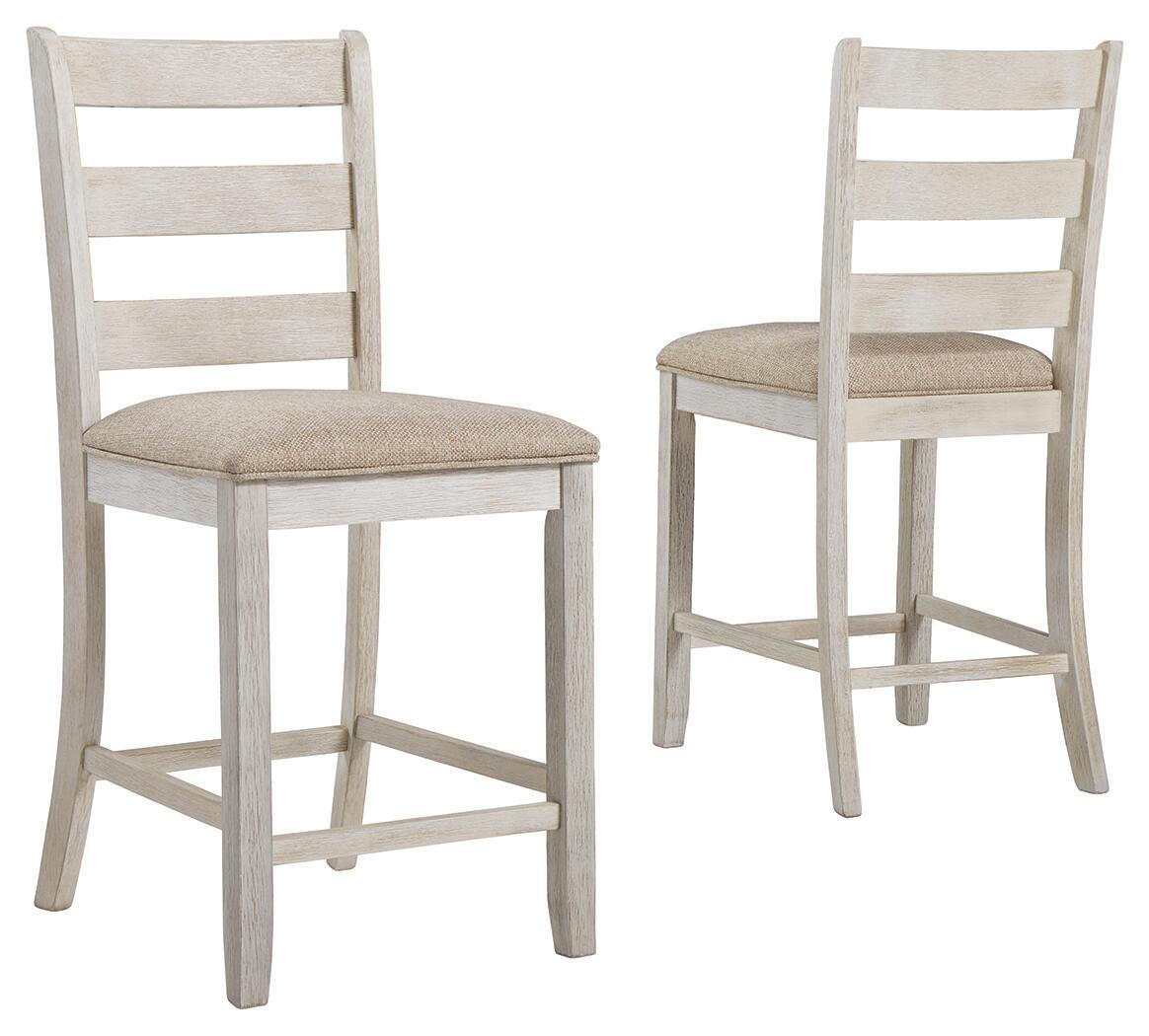 Skempton - Upholstered Barstool (Set of 2) - White by Ashley – Stool Sets