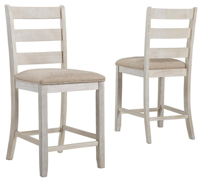 Skempton - Upholstered Barstool (Set of 2) - White by Ashley – Stool Sets