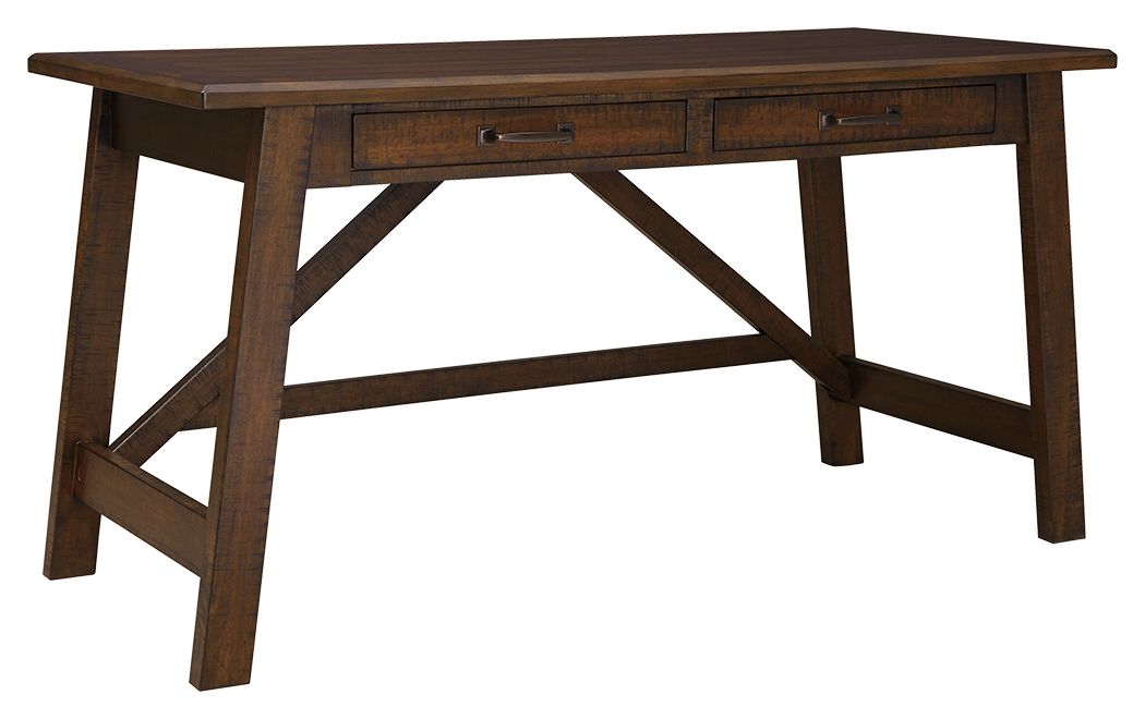 Baldridge - Home Office Large Leg Desk - Rustic Brown by Ashley – Writing Desks