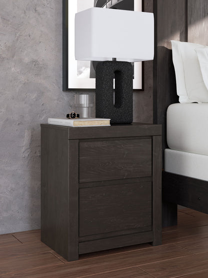 Fraluna - Two Drawer Night Stand - Charcoal by Ashley – view 3