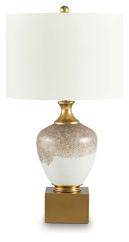 Tavisburg - Glass Table Lamp - Brown / White / Gold by Ashley – Table Lamps