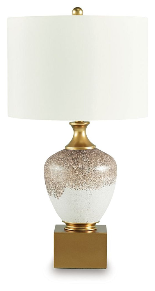 Tavisburg - Glass Table Lamp - Brown / White / Gold by Ashley – Table Lamps