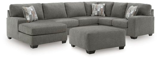 Clarington - 2 Pc. - 3-Piece Sectional And Oversized Ottoman - Greystone – 2 Piece Living Room Sets