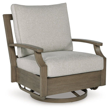 Rainier Ranch - Swivel Glider Chair With Cushion - Brown / Beige by Ashley – view 3