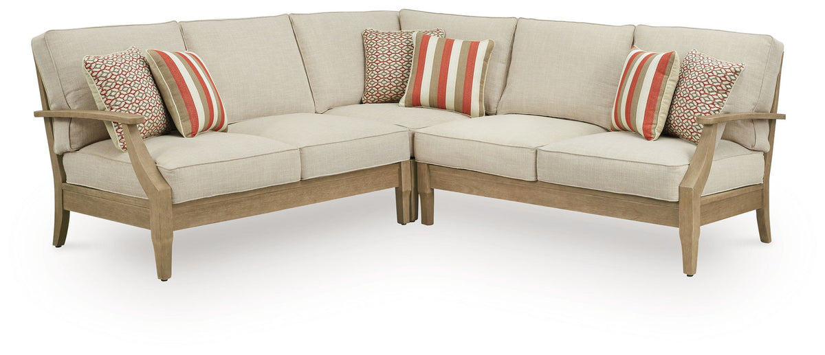 Clare View - 3-Piece Outdoor Sectional - Beige by Ashley – Stationary Sectionals