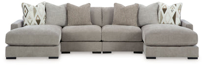 Aslan Court - 5 Pc. - 4-Piece Sofa Pit Sectional, Ottoman - Pebble – view 4