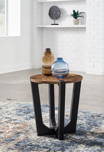 Hanneforth - Round End Table - Brown by Ashley – view 4