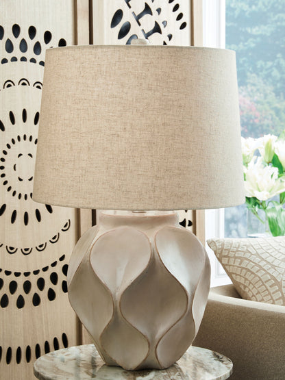 Edselham - Paper Table Lamp - Distressed Cream by Ashley – view 2