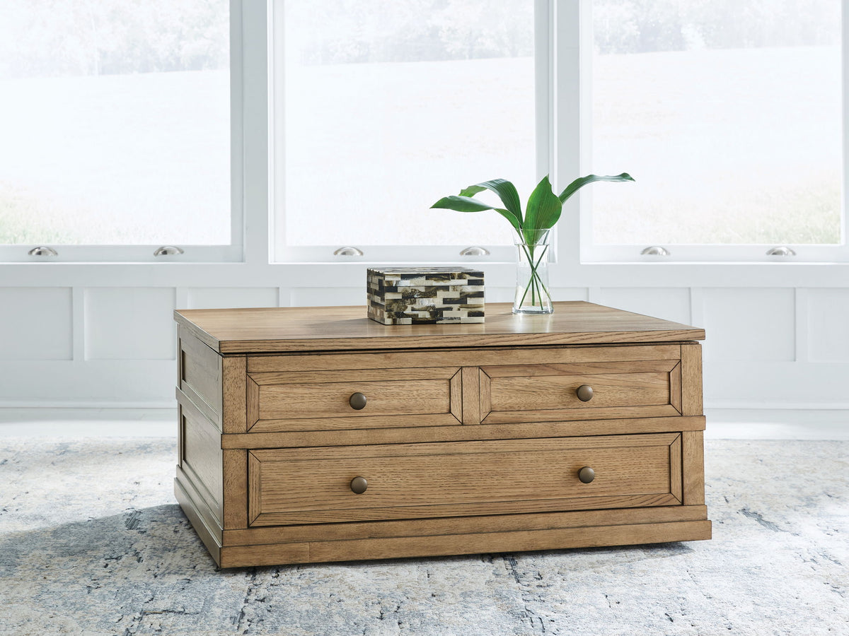 Sharlance - Lift Top Cocktail Table - Light Brown by Ashley – view 4