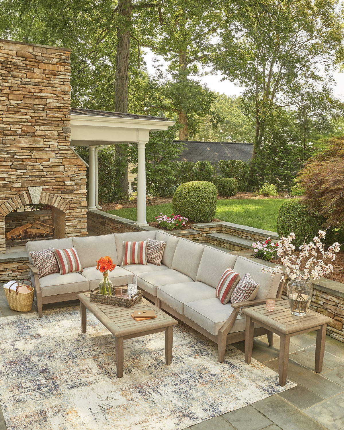 Clare View - 4-Piece Outdoor Sectional - Beige by Ashley – view 2