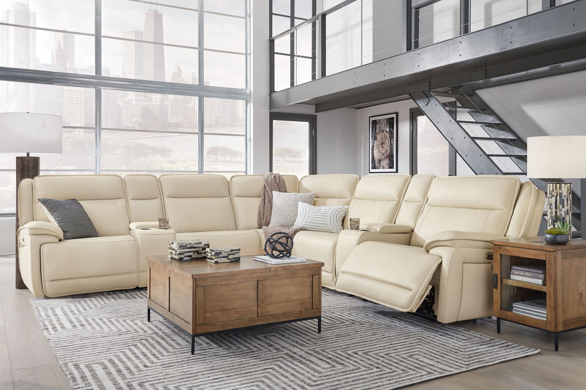 Double Deal - 7-Piece Power Reclining Sectional With 2 Consoles - Almond by Ashley – view 3