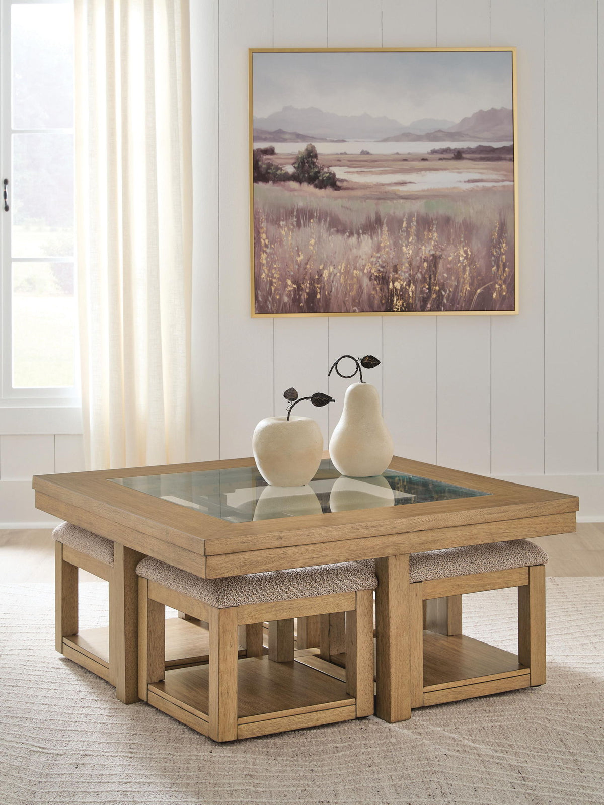 Wittenmyer - Cocktail Table With 4 Stools (Set of 5) - Natural / Black by Ashley – view 3