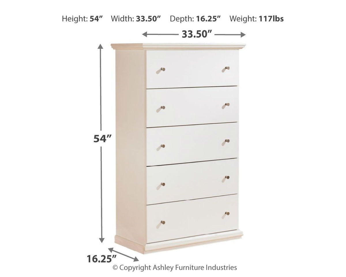 Bostwick Shoals - Five Drawer Chest - White by Ashley – view 2