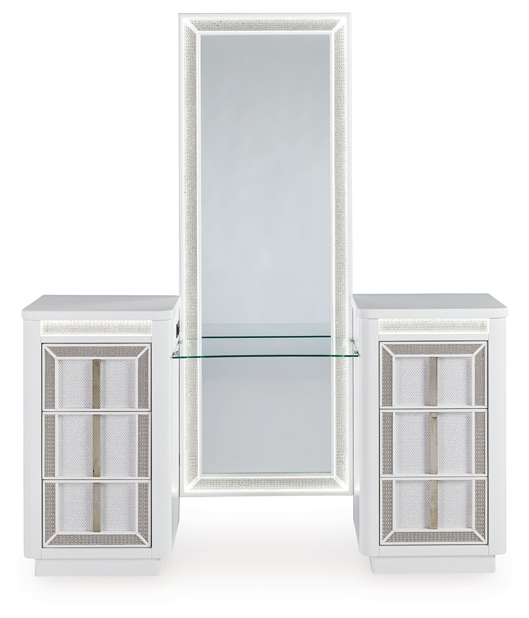 Chalanna - Vanity With Mirror - White by Ashley – view 3