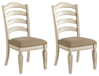 Realyn - Dining UPH Side Chair (Set of 2) - Ladderback - Chipped White by Ashley – Chair Sets
